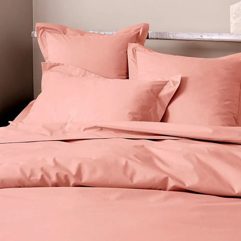 Drap plat percale de coton peigné "Julian" toutes dimensions - Julian Rose Poudré - 240 x 300 cm pour lit 2 places>Coton Pur Online