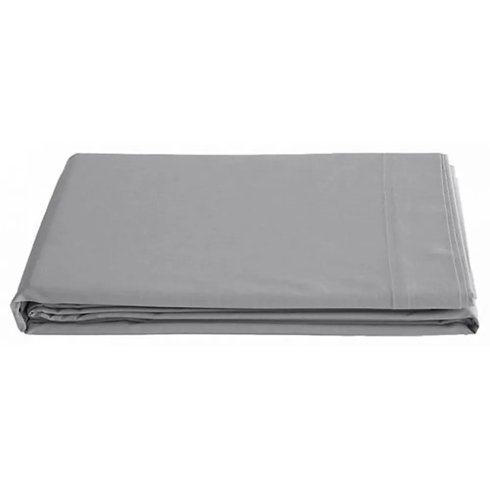 Vent Du Sud Drap plat percale pur coton peigné longues fibres 80 fils/cm² - Acier - 270 x 300 cm pour lit King size* Drap Plat