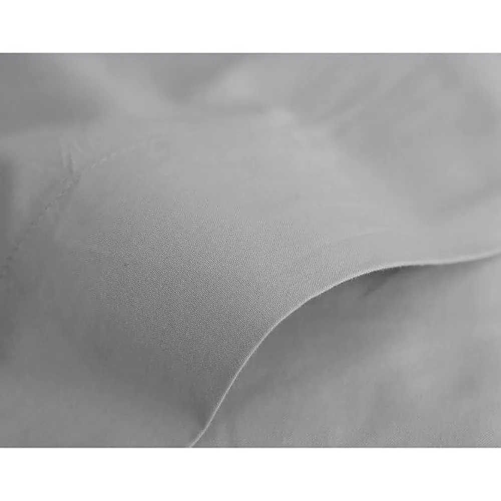Vent Du Sud Drap plat percale pur coton peigné longues fibres 80 fils/cm² - Acier - 270 x 300 cm pour lit King size* Drap Plat