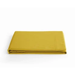 Vent Du Sud Drap plat percale pur coton peigné longues fibres 80 fils/cm² - Moutarde - 180 x 290 cm pour lit 1 place* Drap Plat