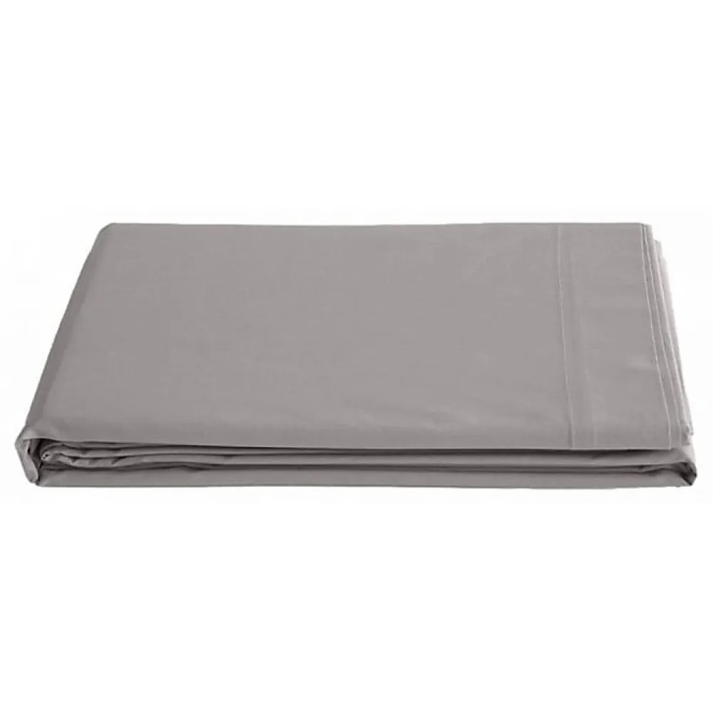 Vent Du Sud Drap plat percale pur coton peigné longues fibres 80 fils/cm² - Cendre - 240 x 300 cm pour lit 2 places* Drap Plat