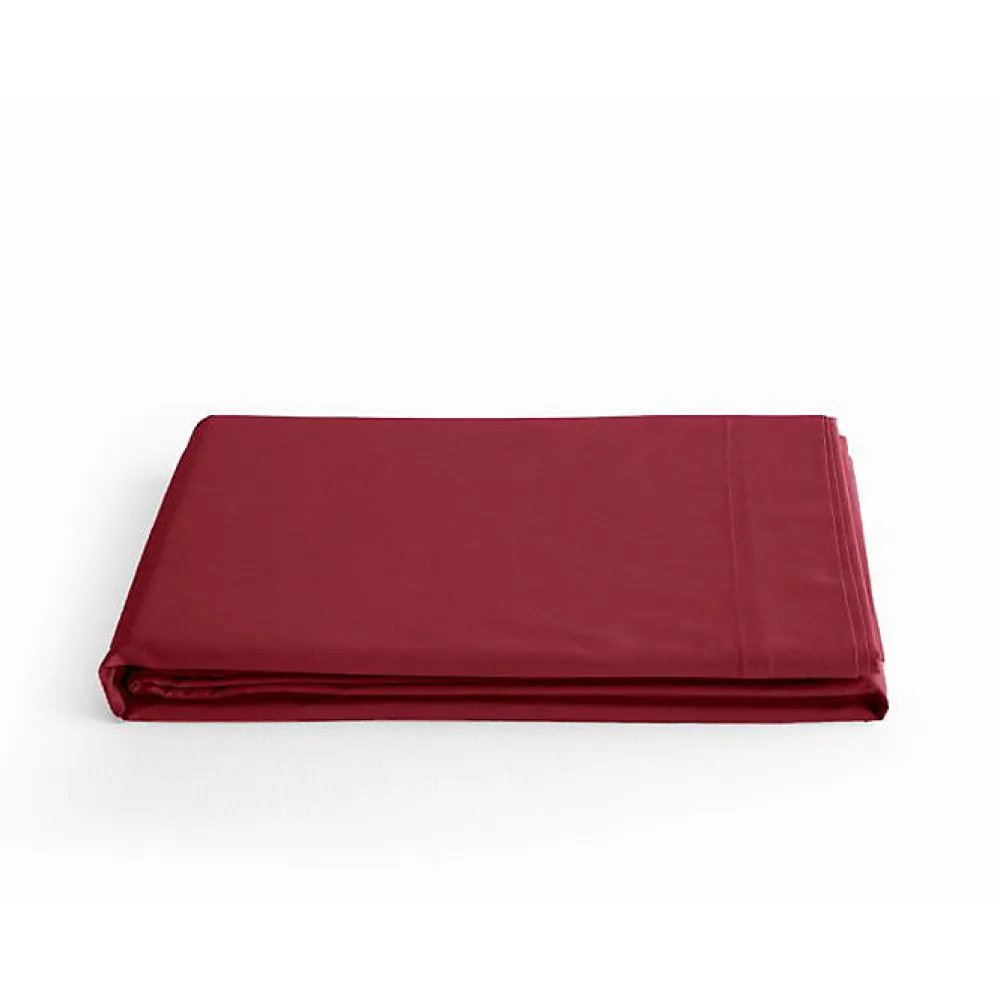 Vent Du Sud Drap plat percale pur coton peigné longues fibres 80 fils/cm² - Carmin - 240 x 300 cm pour lit 2 places* Drap Plat