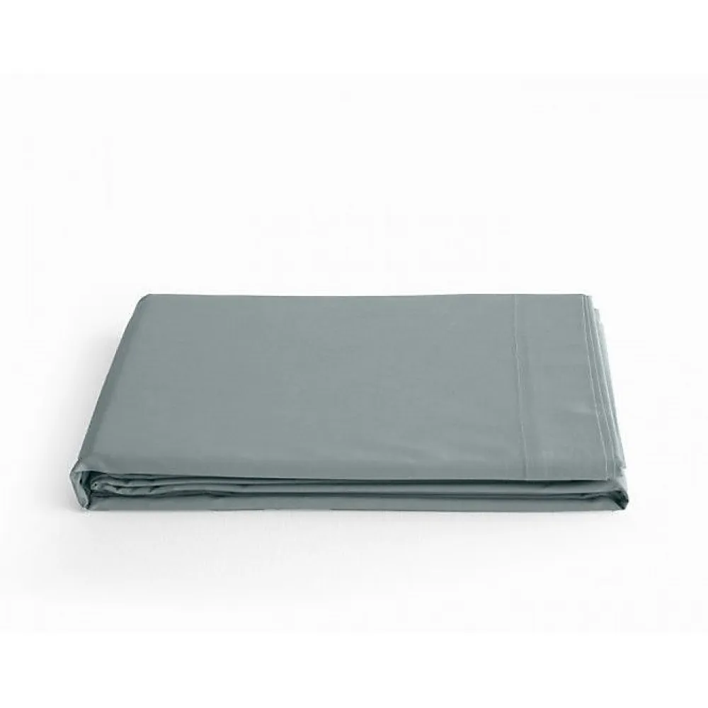 Vent Du Sud Drap plat percale pur coton peigné longues fibres 80 fils/cm² - Lichen - 270 x 300 cm pour lit King size* Drap Plat