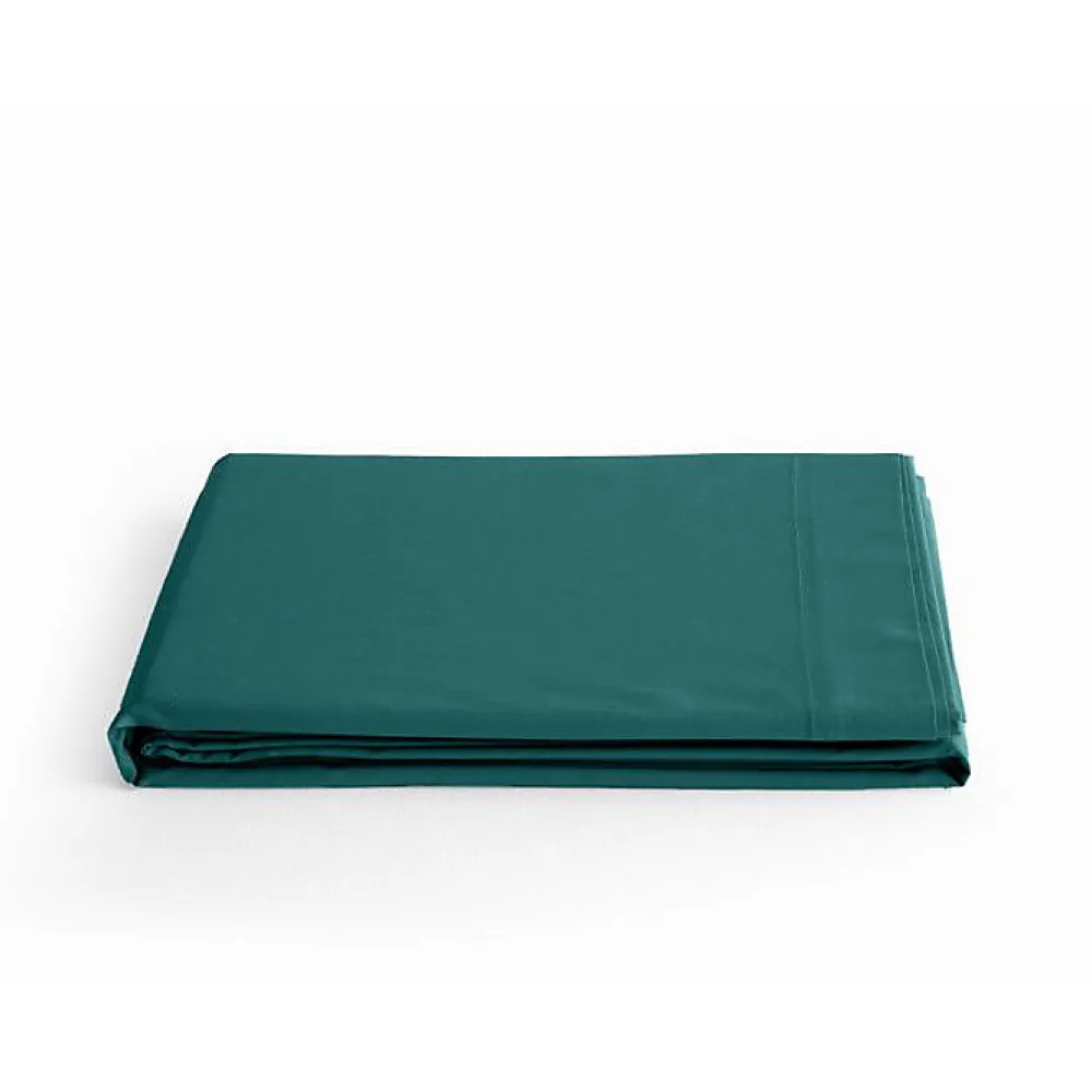 Drap plat percale pur coton peigné longues fibres 80 fils/cm² - Bleu canard - 240 x 300 cm pour lit 2 places>Vent Du Sud Best