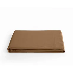 Drap plat percale pur coton peigné longues fibres 80 fils/cm² - Cognac - 180 x 290 cm pour lit 1 place>Vent Du Sud Discount