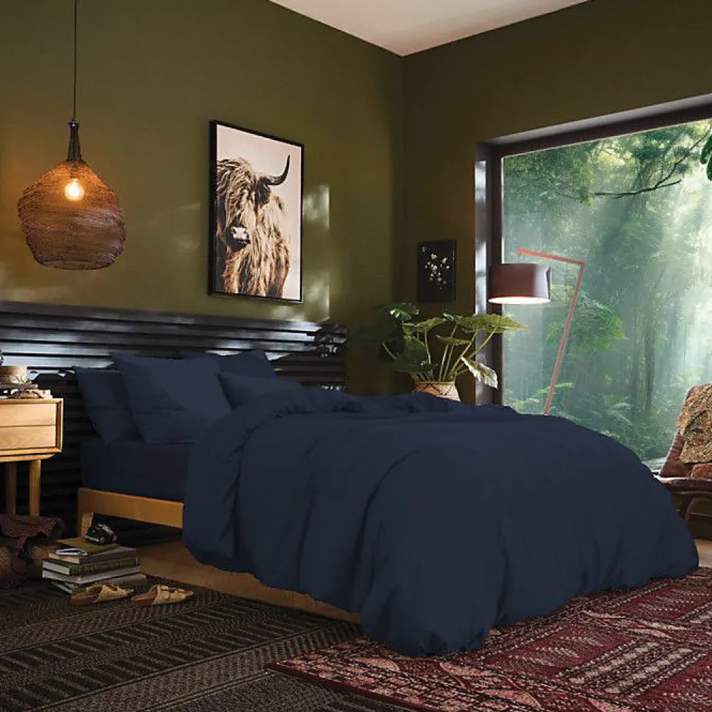 Coton Pur Drap plat Prémium Bleu nuit 180 x 290 cm* Drap Plat
