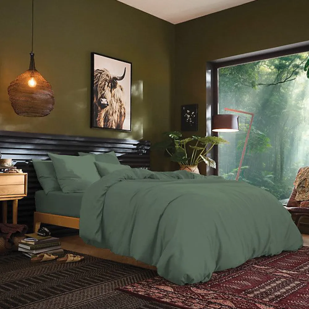 Drap plat Prémium 240 x 300 cm Vert fonce>Coton Pur Discount