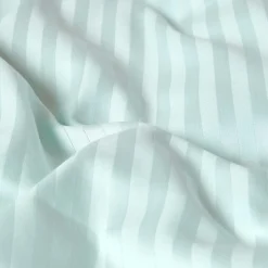 Drap plat satin rayé en coton égyptien 330 fils bleu, 230x255 cm -><noscript><img width=