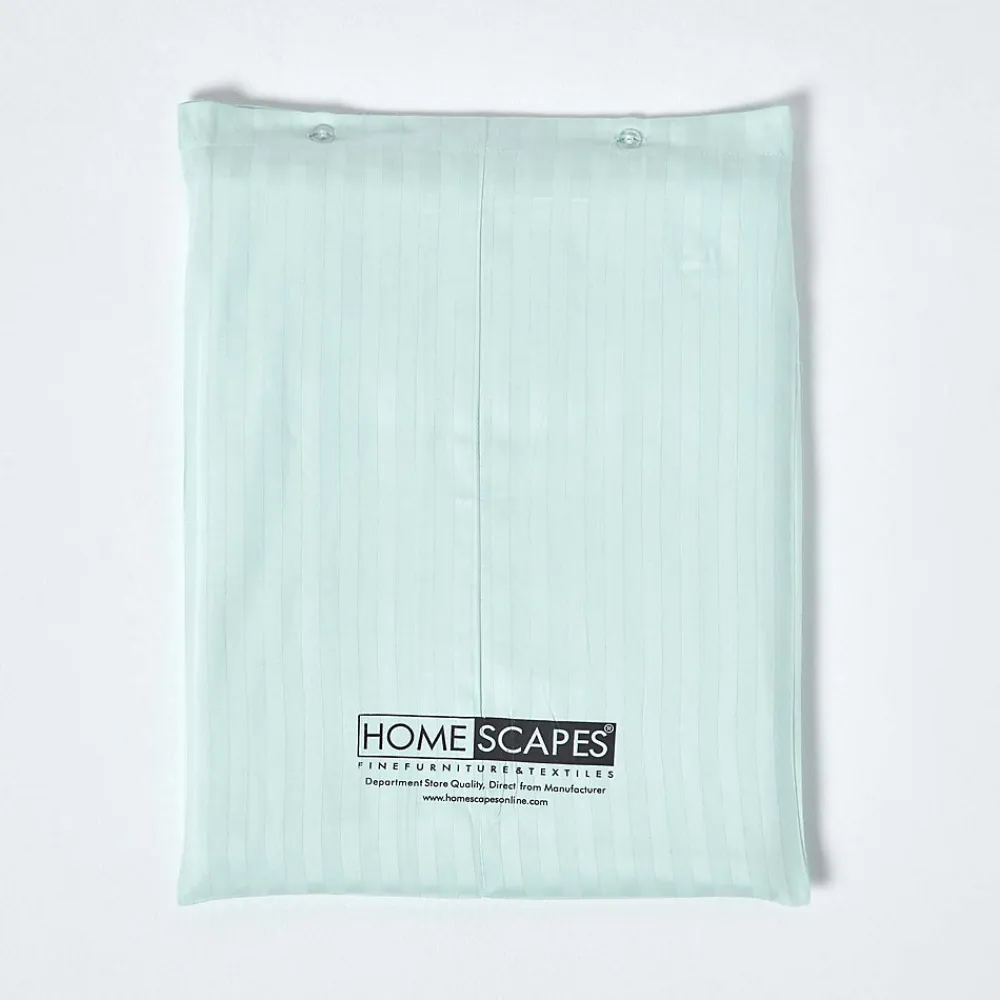 Drap plat satin rayé en coton égyptien 330 fils bleu, 240x275 cm ->Homescapes Best