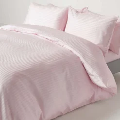 Drap plat satin rayé en coton égyptien 330 fils violet, 178x255 cm -><noscript><img width=