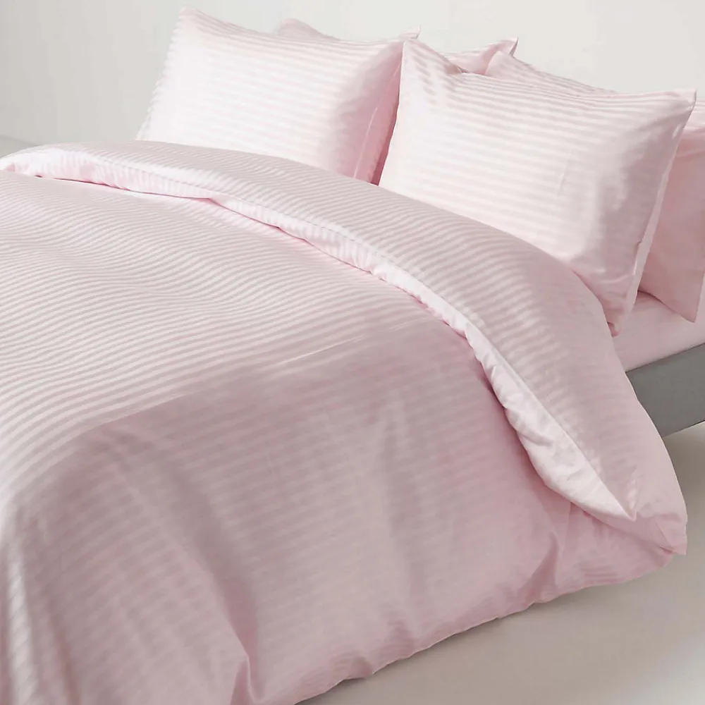 Drap plat satin rayé en coton égyptien 330 fils violet, 178x255 cm ->Homescapes