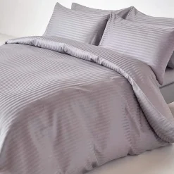 Homescapes Drap plat satin rayé en coton égyptien 330 fils gris, 240x300 cm -* Drap Plat