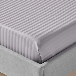 Homescapes Drap plat satin rayé en coton égyptien 330 fils gris, 240x300 cm -* Drap Plat