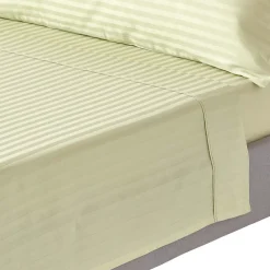 Homescapes Drap plat satin rayé en coton égyptien 330 fils vert sauge, 275x275 cm -* Drap Plat