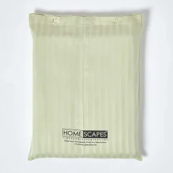 Homescapes Drap plat satin rayé en coton égyptien 330 fils vert sauge, 275x275 cm -* Drap Plat