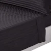 Drap plat satin rayé en coton égyptien 330 fils noir, 230x255 cm ->Homescapes