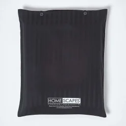 Drap plat satin rayé en coton égyptien 330 fils noir, 230x255 cm -><noscript><img width=
