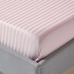 Drap plat satin rayé en coton égyptien 330 fils violet, 230x255 cm ->Homescapes Hot