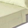 Drap plat satin rayé en coton égyptien 330 fils vert sauge, 270x300 cm ->Homescapes Outlet