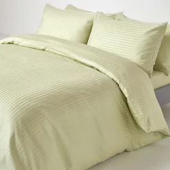 Drap plat satin rayé en coton égyptien 330 fils vert sauge, 270x300 cm -><noscript><img width=