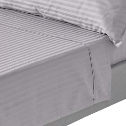 Homescapes Drap plat satin rayé en coton égyptien 330 fils gris, 240x275 cm -* Drap Plat