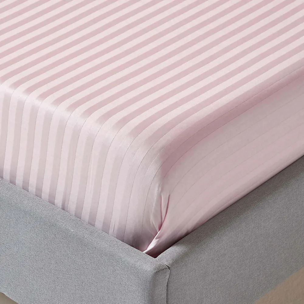 Homescapes Drap plat satin rayé en coton égyptien 330 fils violet, 240x300 cm -* Drap Plat
