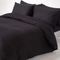 Homescapes Drap plat satin rayé en coton égyptien 330 fils noir, 275x275 cm -* Drap Plat