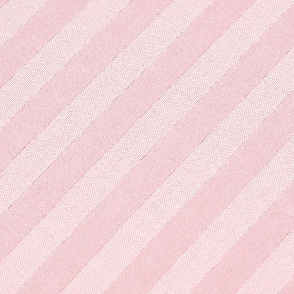 Drap plat satin rayé en coton égyptien 330 fils rose, 275x275 cm ->Homescapes New