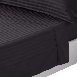 Homescapes Drap plat satin rayé en coton égyptien 330 fils noir, 240x300 cm -* Drap Plat