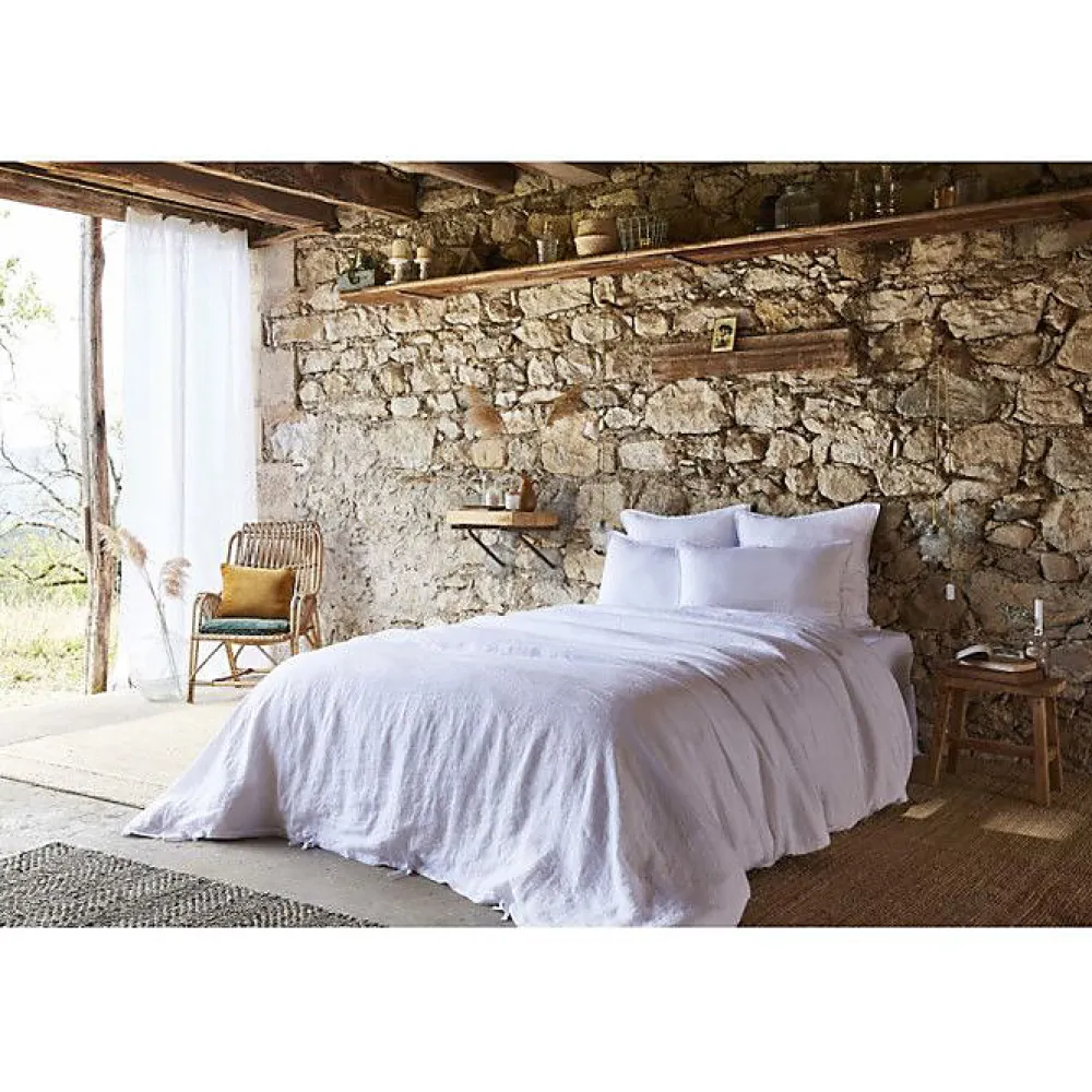 Drap plat "Soline" toutes dimensions Lin lavé - Soline Craie - 240 x 300 cm pour lit 2 places>L'Effet Papillon Hot