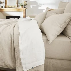 Drap plat "Soline" toutes dimensions Lin lavé - Soline Craie - 270 x 300 cm pour lit King size>L'Effet Papillon Outlet
