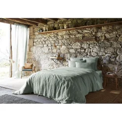 Drap plat "Soline" toutes dimensions Lin lavé - Soline Eucalyptus - 240 x 300 cm pour lit 2 places>L'Effet Papillon Sale