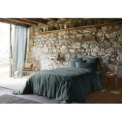 Drap plat "Soline" toutes dimensions Lin lavé - Soline Ardoise - 270 x 300 cm pour lit King size>L'Effet Papillon Online