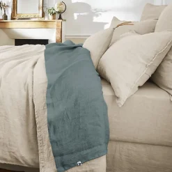 L'Effet Papillon Drap plat "Soline" toutes dimensions Lin lavé - Soline Ardoise - 240 x 300 cm pour lit 2 places* Drap Plat
