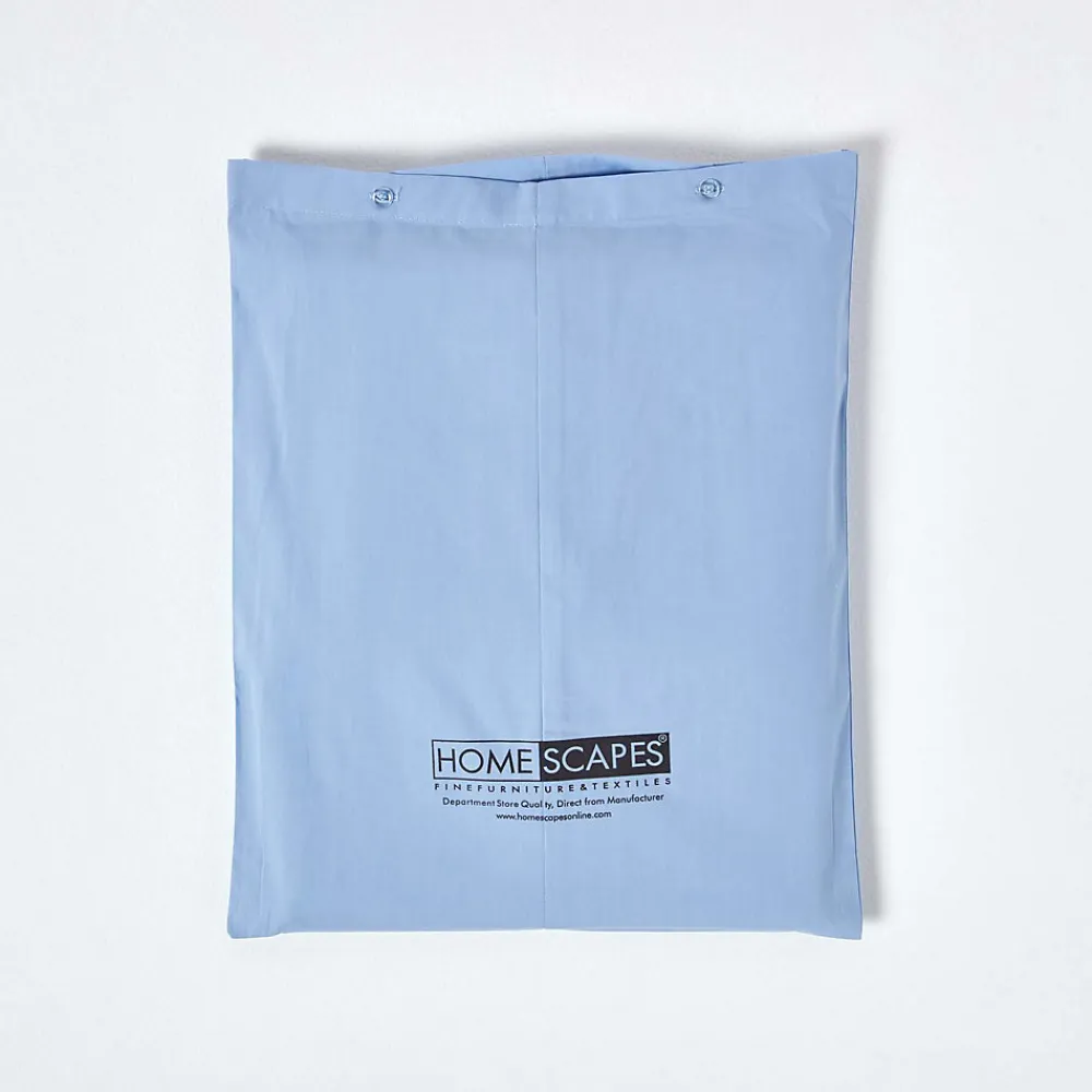 Drap plat uni 100 % coton égyptien 200 fils bleu, 178x255 cm ->Homescapes Best