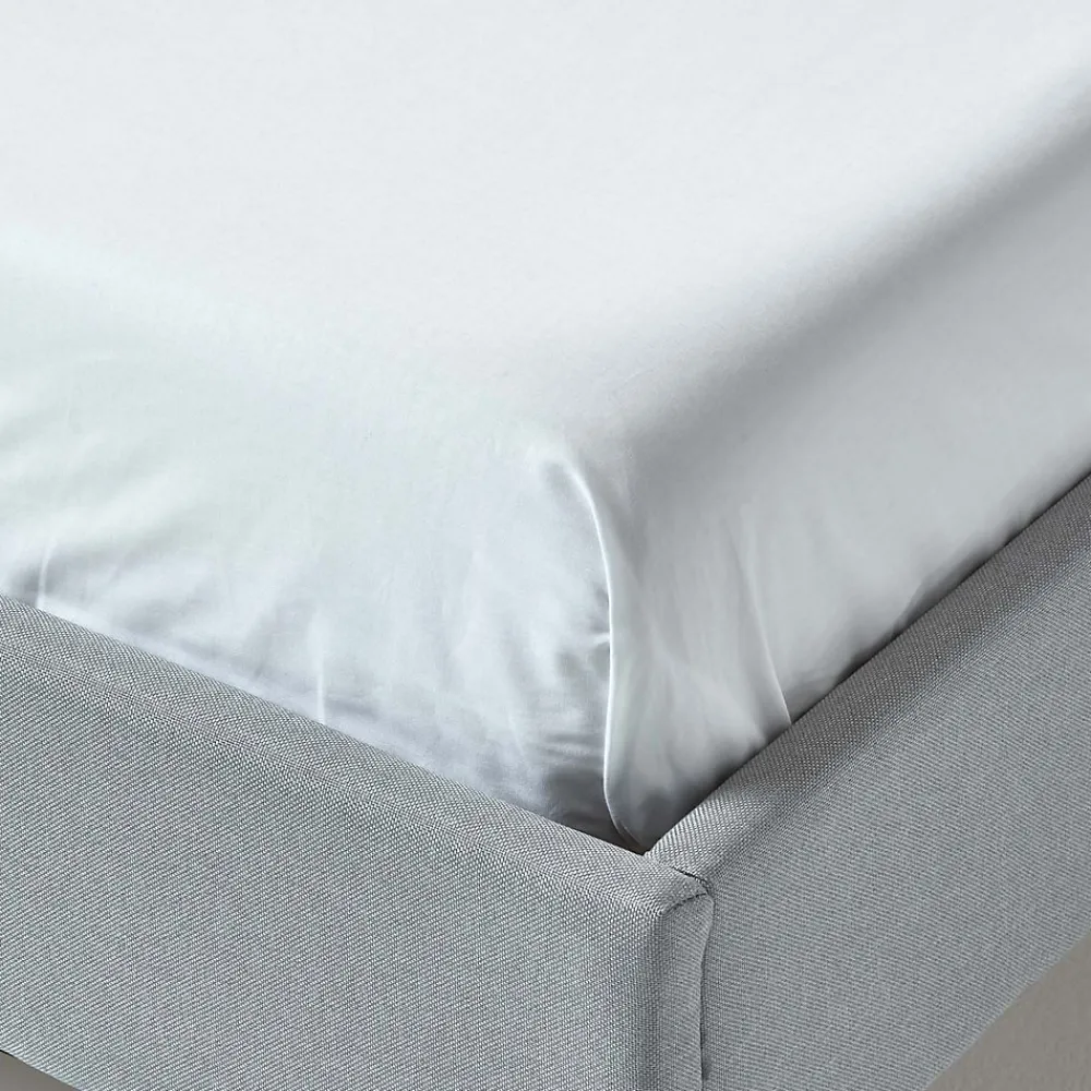 Drap plat uni 100 % coton égyptien 200 fils blanc, 230x255 cm ->Homescapes New