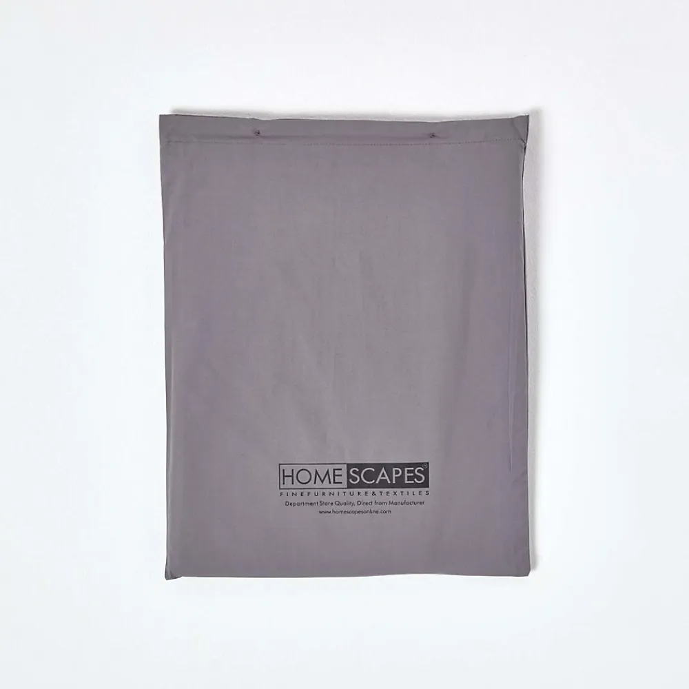Homescapes Drap plat uni 100 % coton égyptien 200 fils gris foncé, 270x300 cm -* Drap Plat