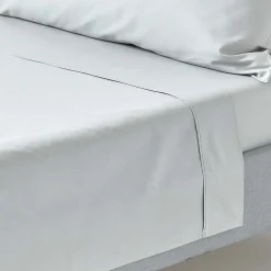 Homescapes Drap plat uni 100 % coton égyptien 200 fils gris argent, 178x255 cm -* Drap Plat