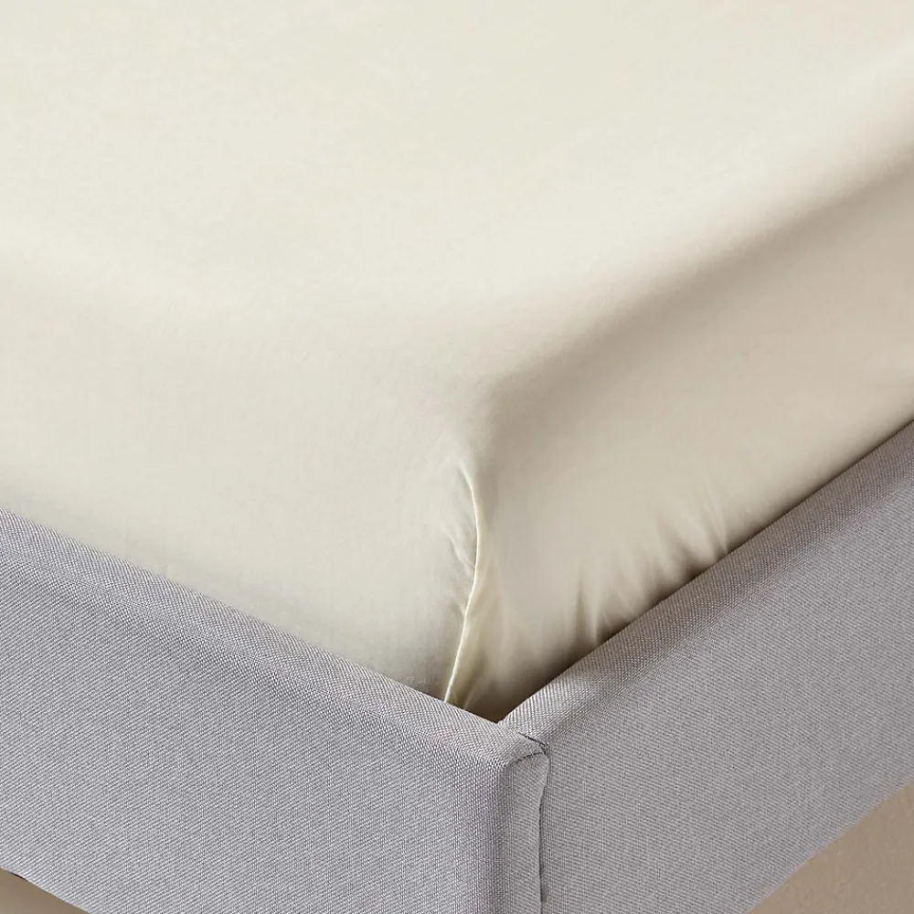 Drap plat uni 100 % coton égyptien 200 fils ivoire, 275x275 cm ->Homescapes Clearance