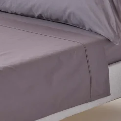 Drap plat uni 100 % coton égyptien 200 fils gris foncé, 230x255 cm ->Homescapes Outlet