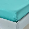 Homescapes Drap plat uni 100 % coton égyptien 200 fils bleu canard, 270x300 cm -* Drap Plat