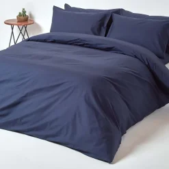 Homescapes Drap plat uni 100 % coton égyptien 200 fils bleu marine, 270x300 cm -* Drap Plat