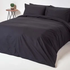 Homescapes Drap plat uni 100 % coton égyptien 200 fils noir, 275x275 cm -* Drap Plat