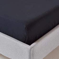 Homescapes Drap plat uni 100 % coton égyptien 200 fils noir, 275x275 cm -* Drap Plat