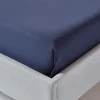 Homescapes Drap plat uni 100 % coton égyptien 200 fils bleu marine, 178x255 cm -* Drap Plat