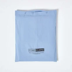 Drap plat uni 100 % coton égyptien 200 fils bleu, 240x275 cm -><noscript><img width=
