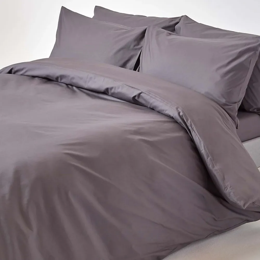 Homescapes Drap plat uni 100 % coton égyptien 200 fils gris foncé, 240x275 cm -* Drap Plat