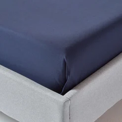 Homescapes Drap plat uni 100 % coton égyptien 200 fils bleu marine, 240x275 cm -* Drap Plat