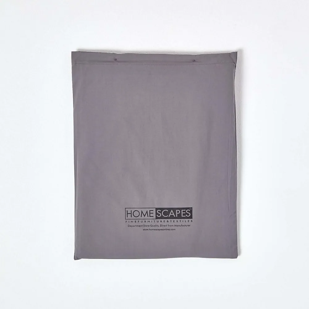Drap plat uni 100 % coton égyptien 200 fils gris foncé, 180x290 cm ->Homescapes Outlet