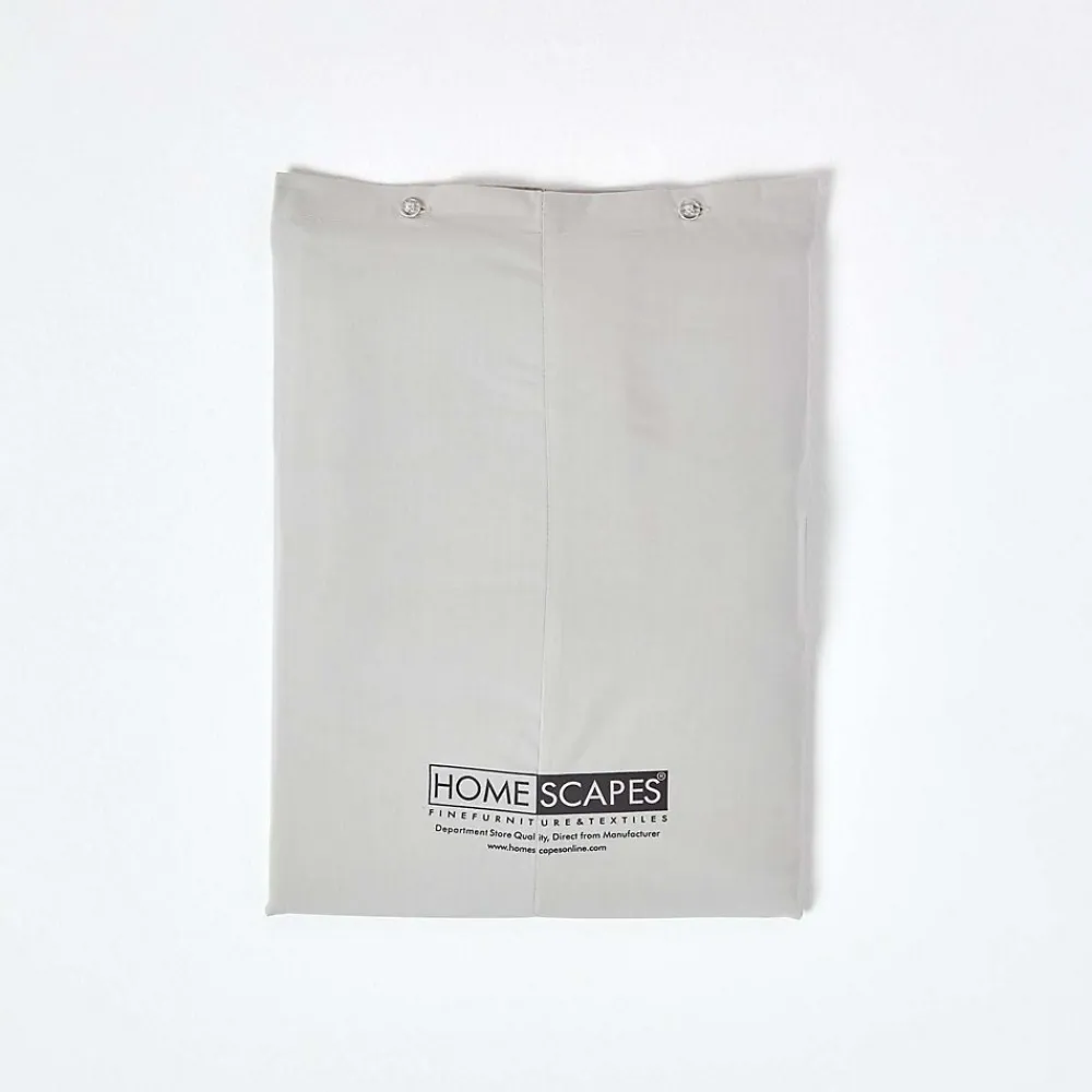 Drap plat uni 100 % coton égyptien 200 fils gris argent, 180x290 cm ->Homescapes New